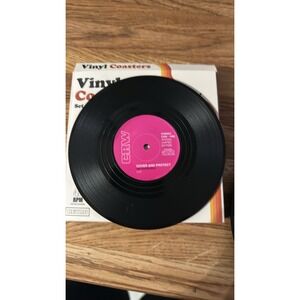 Retro Vinyl Record 45 RPM Drink Coasters Set of 6 with Storage Box